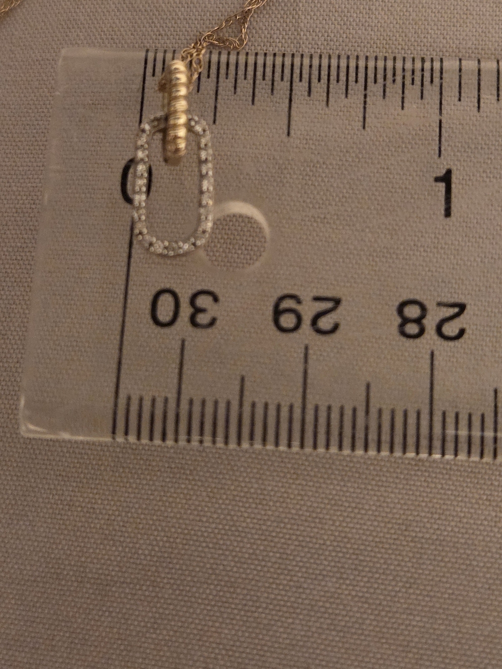Zales 10K Gold Necklace w/Pavé Diamond Paperclip Doorknocker Pendant - Picture 14 of 16